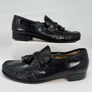 Weyenberg Men's Tassel Loafers Black Leather Apron Toe Dress Shoes Size 9 M